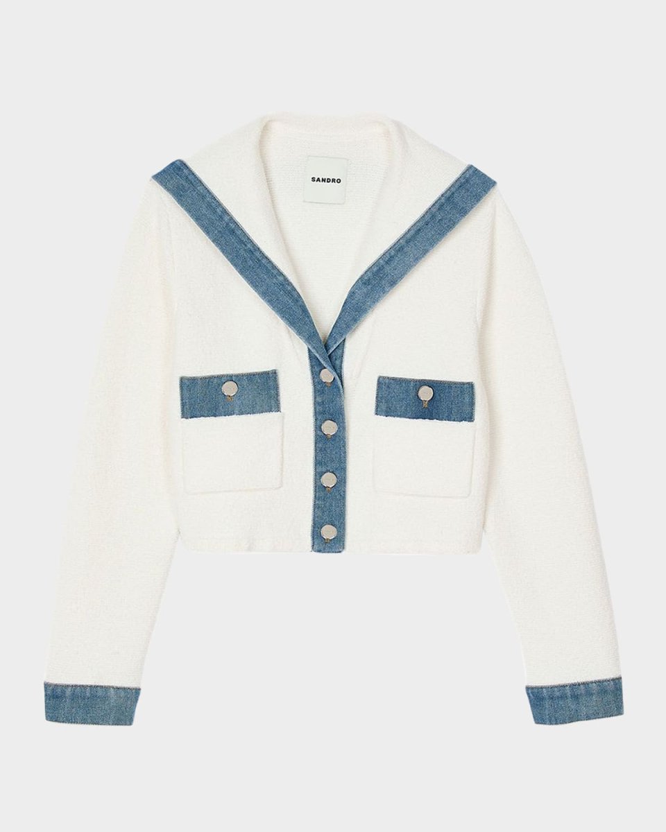Baluchon Denim-Trim Cardigan